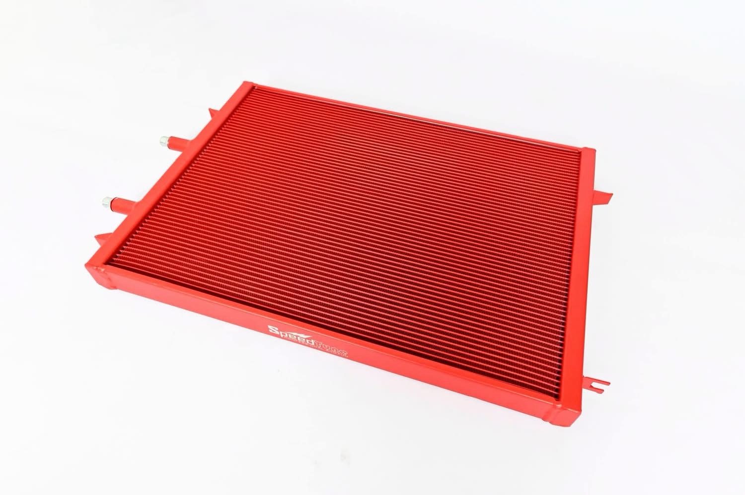 S55 charge cooler radiator in red — second angle