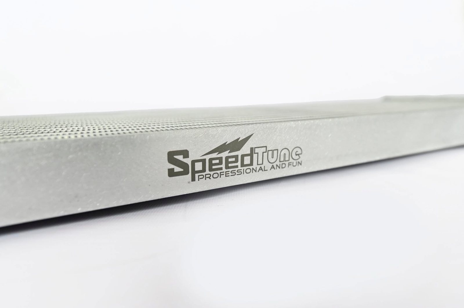 S55 oil cooler — laser-etched logo and core detail